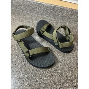 TEVA Original Universal Strap Summer Sandals Mens Sz 11 Dark Olive Green Snap On